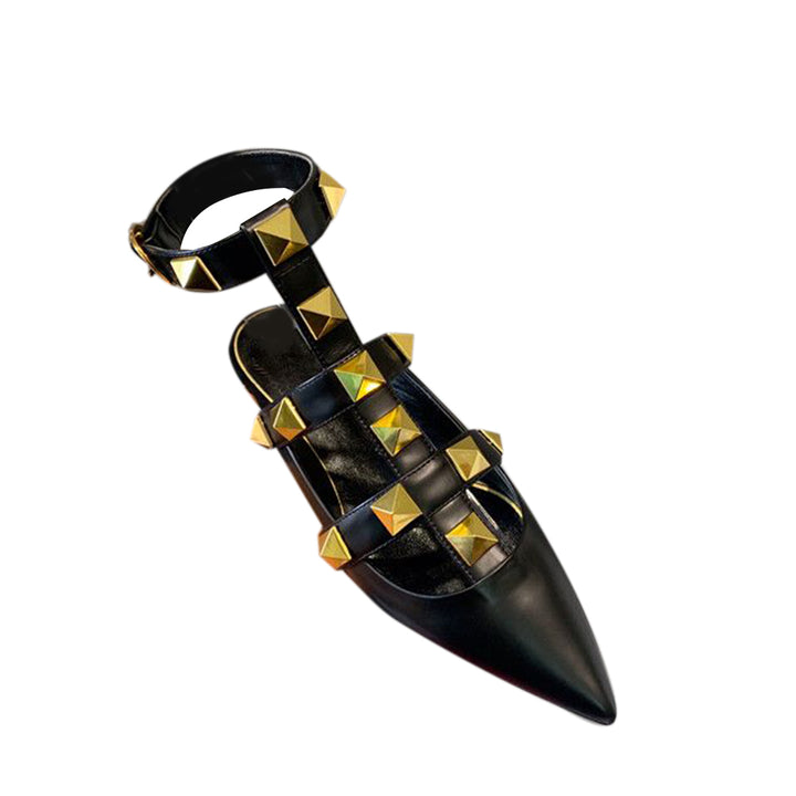 SILUM Studded Ankle Strap Flat Sandals
