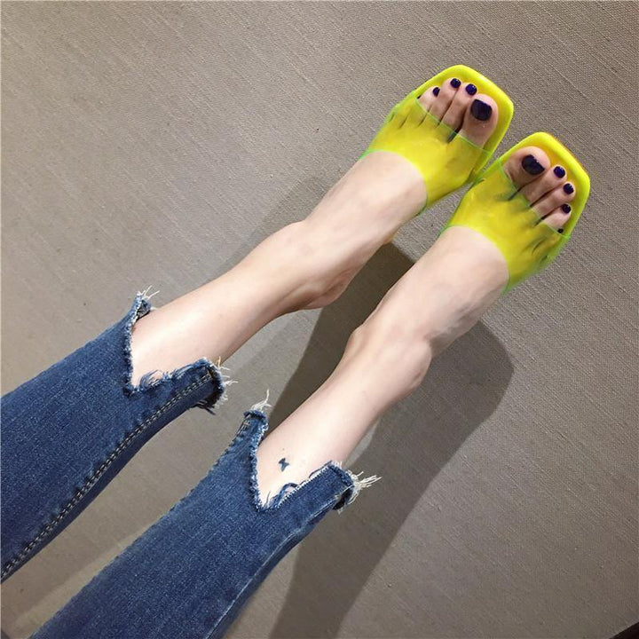 ALIKA PVC High Heel Naked Mules Sandals - ithelabel.com
