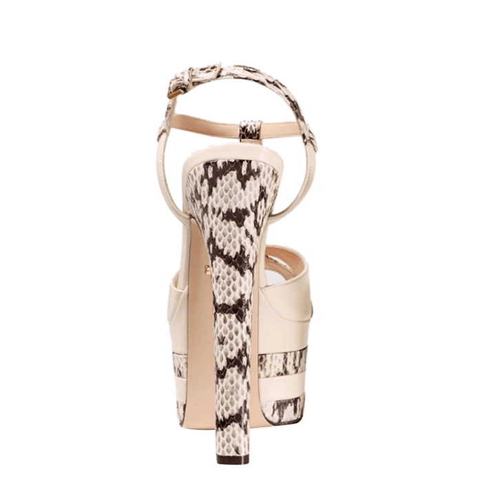 BESEY T Strap Snakeskin High Heel Platform Sandals - ithelabel.com