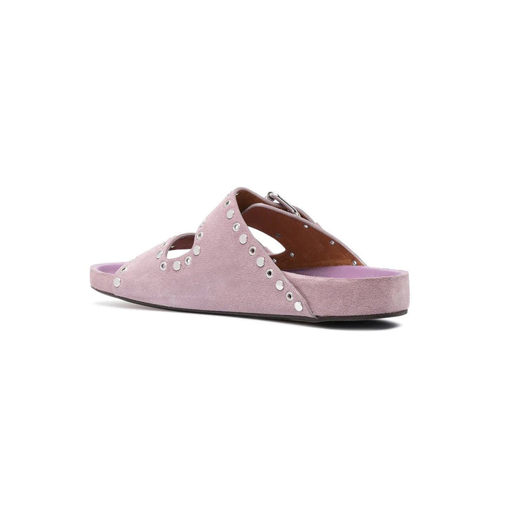 BIRIT Buckled Studded Suede Flat Slippers Slides