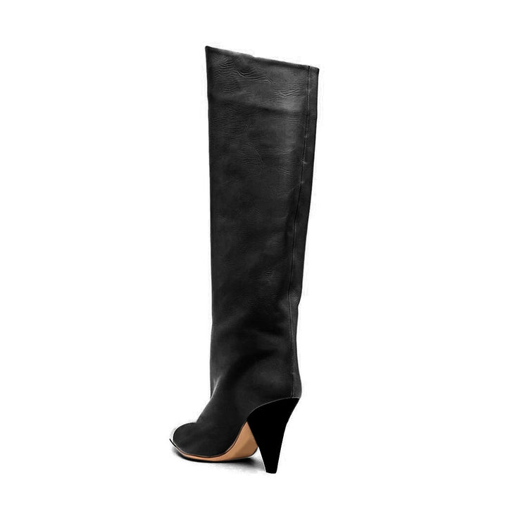 CARIF Metal Plated Leather Knee High Boots