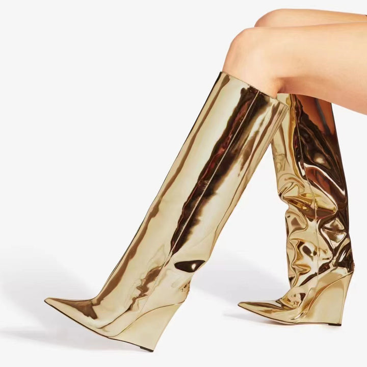 CUSIA Wedged Heel Knee High Boots