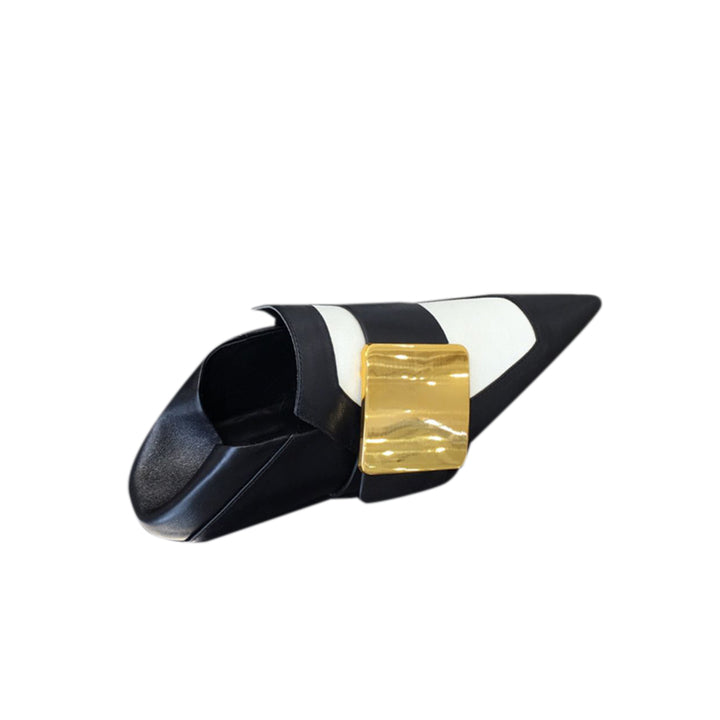 DIRCA Metal Embellished Leather Flat Loafers