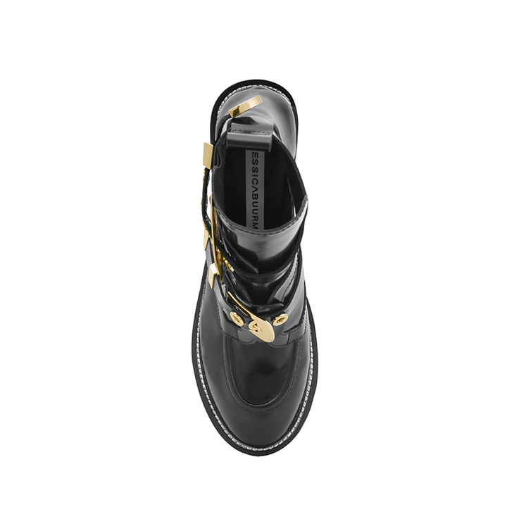 Exclusive - CRUSH Black Cutout Boots - Gold Buckles - ithelabel.com