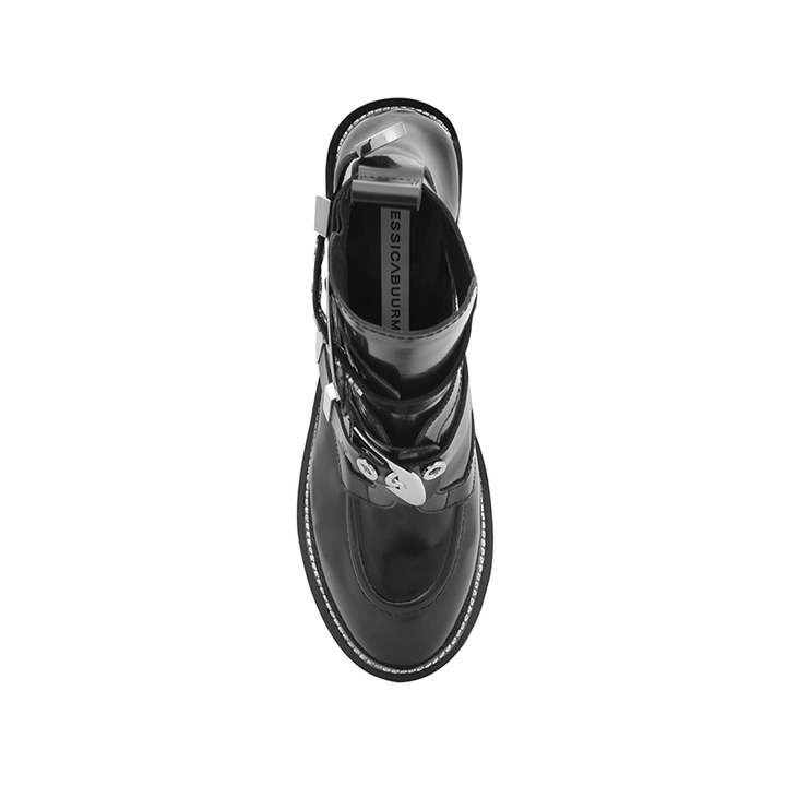 Exclusive - CRUSH Black Cutout Boots - Silver Buckles - ithelabel.com