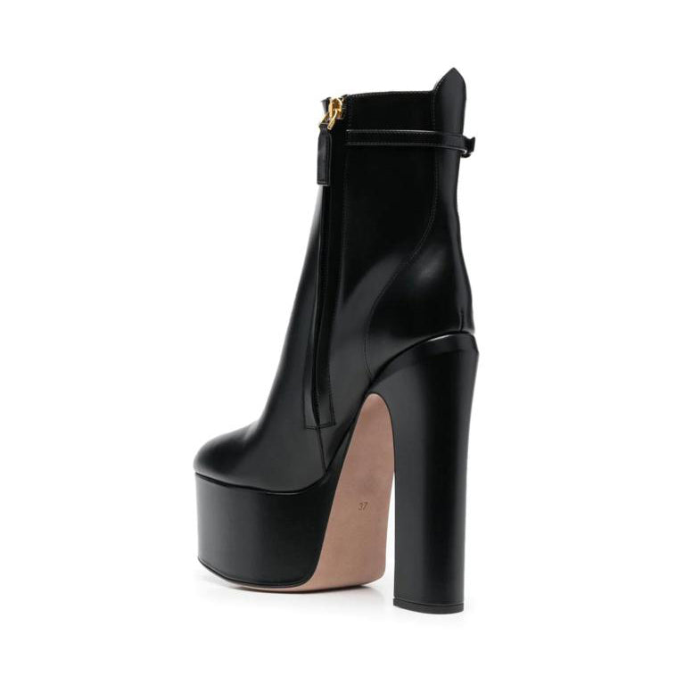 GARET Buckled Block Heel Platform Ankle Boots