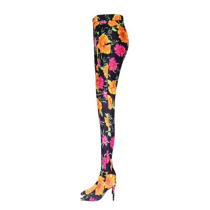 KEROL Printed Pointed Toe High Heel Boots