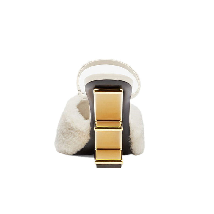 KINSA Fur Sculptured Heel Sandals