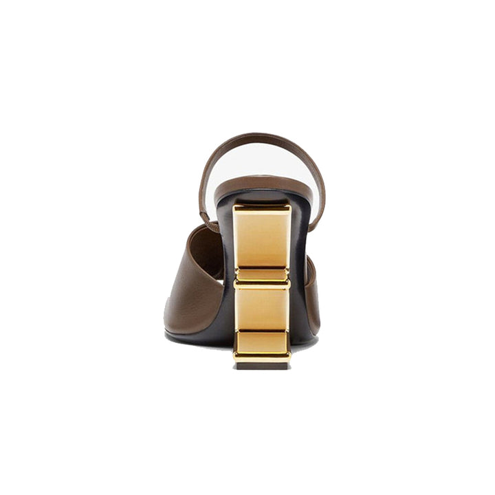 KINSA Leather Sculptured Heel Sandals