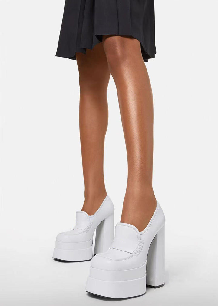 KOPER Block Heel Platform Pumps