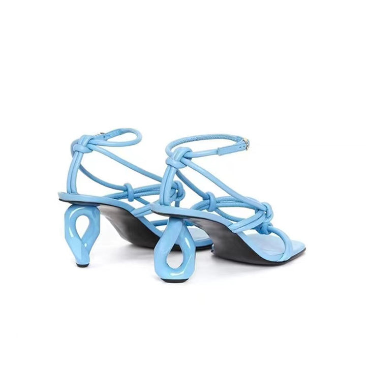KUMEU Ankle Strap Sculptured Heel Sandals