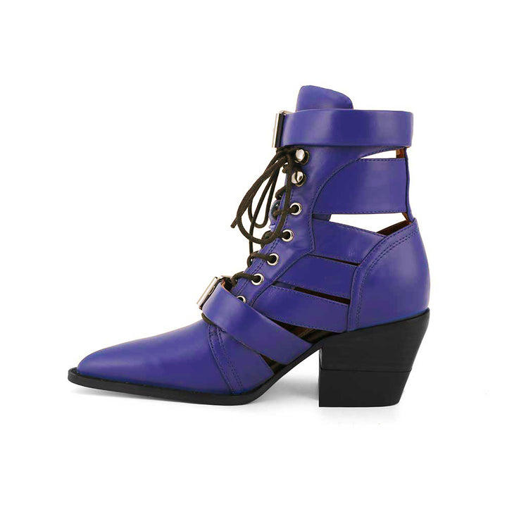 KUNIX Cut Out Biker Ankle Western Cowboy Boots - ithelabel.com