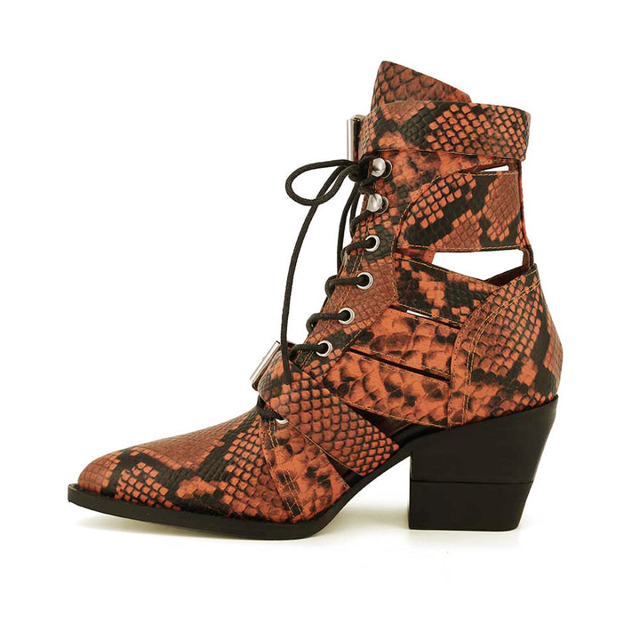 KUNIX Printed Cut Out Biker Ankle Western Cowboy Boots - ithelabel.com