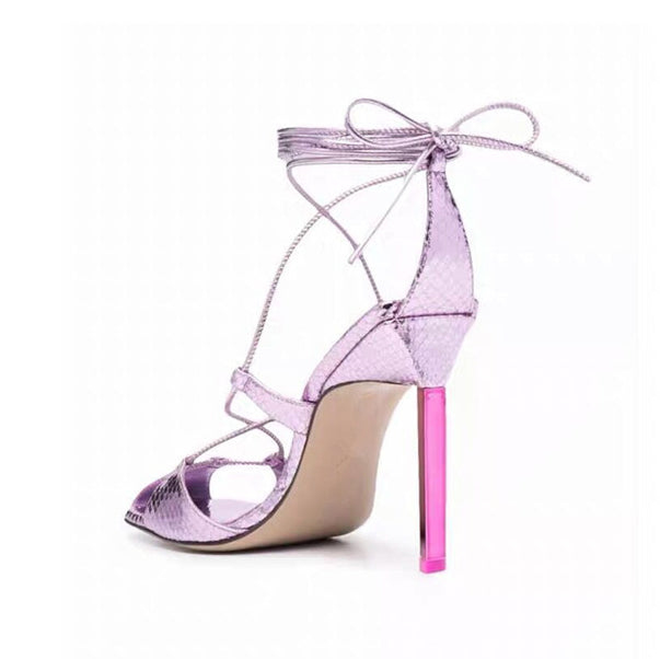 MUNIE Lace Up High Heel Sandals