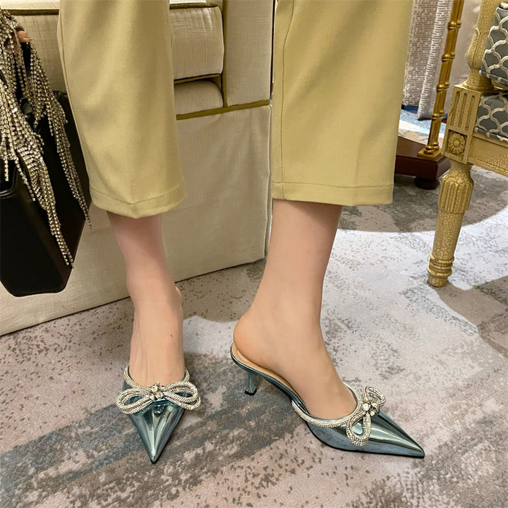 NAIJE Diamante Bow Mules Sandals