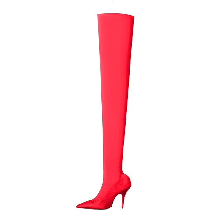 NELLE Super Pointed Toe Basic Over The Knee Sock Boots