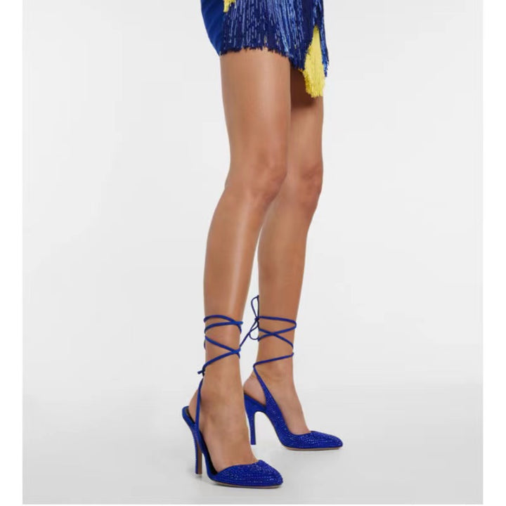 NUREI Diamante Lace Up High Heel Sandals