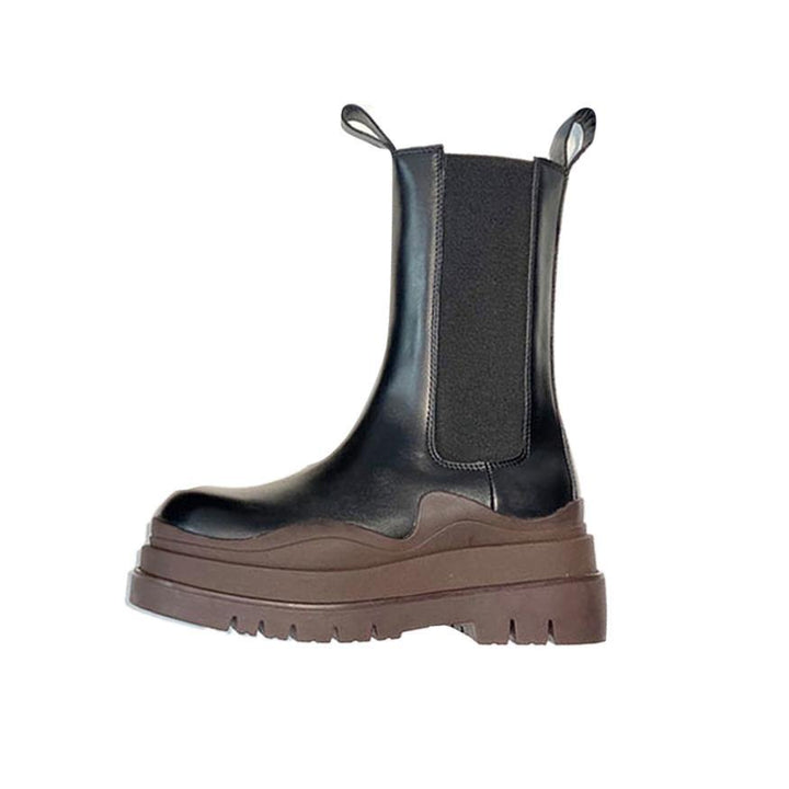 PAULA Basic Bi-Color Leather Ankle Boots - ithelabel.com