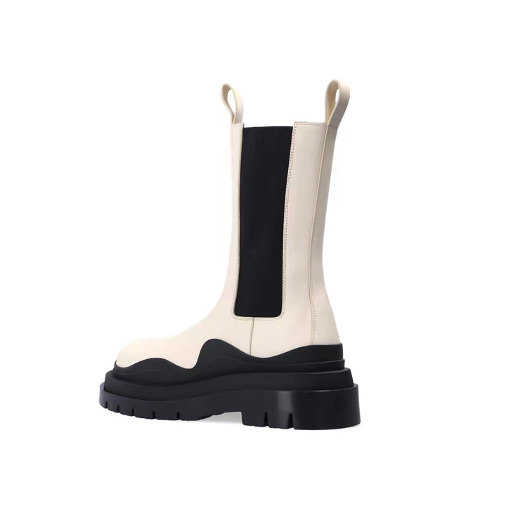 PAULA Bi-Color Leather Ankle Boots