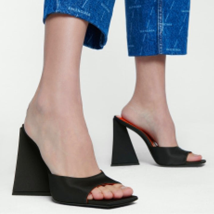 RADIA Block Heel Cloth Mules Sandals - ithelabel.com