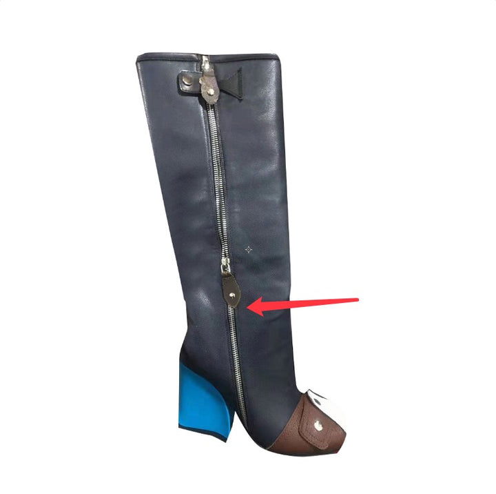 RAFOU Zip Leather Knee High Boots