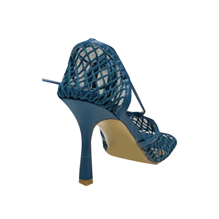 RAHOR Lace Up Fishnet High Heel Sandals