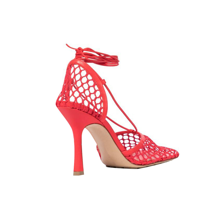 RAHOR Lace Up Fishnet High Heel Sandals - ithelabel.com