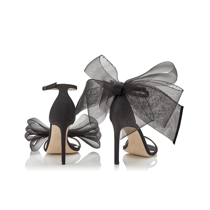 REGON Asymmetric Bow Embellished Satin High Heel Sandals - 10cm