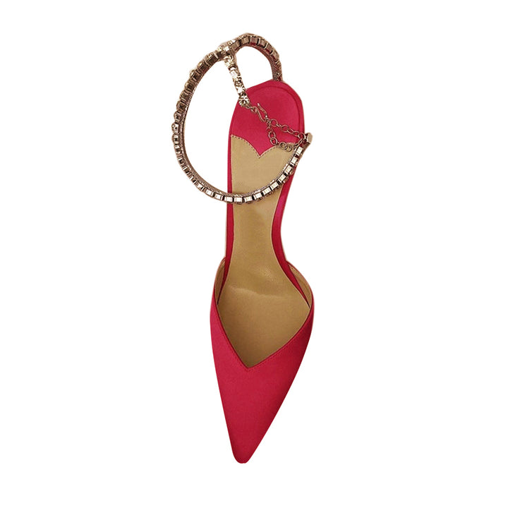 RISIA Ankle Diamante Satin Mid Heel Sandals - 6cm