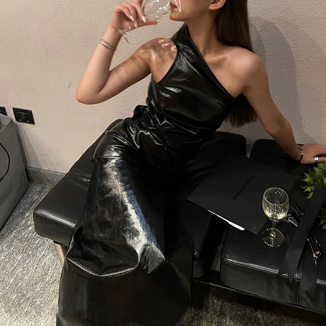 RUSIE Sleeveless Leather Midi Dress
