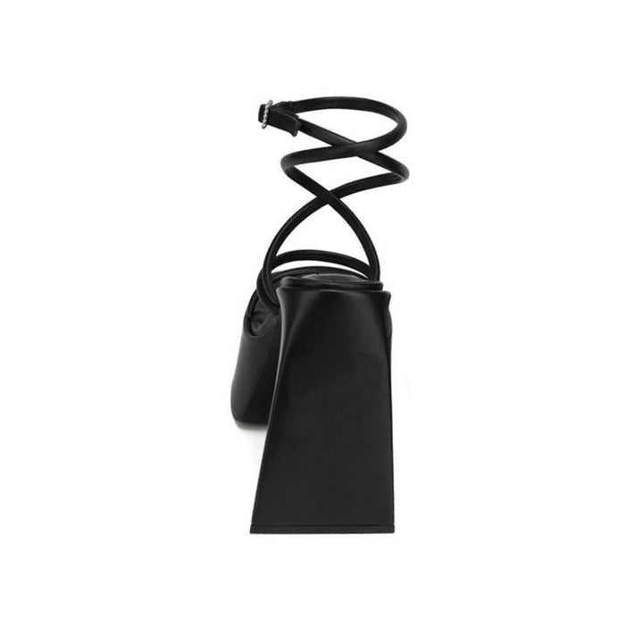 SNIRA Ankle Strap Block Heel Platform Sandals