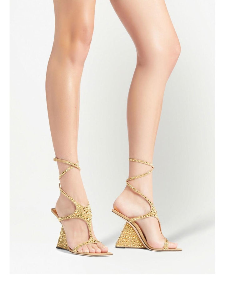 VALRU Diamante Ankle Strap Wedged Heel Sandals