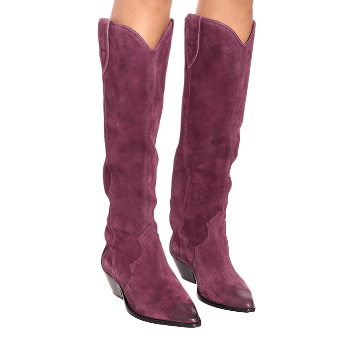 WILNO Suede Distressed Knee High Boots