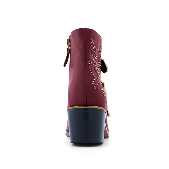 CARMEN Gold Studded Leather Ankle Boots - ithelabel.com