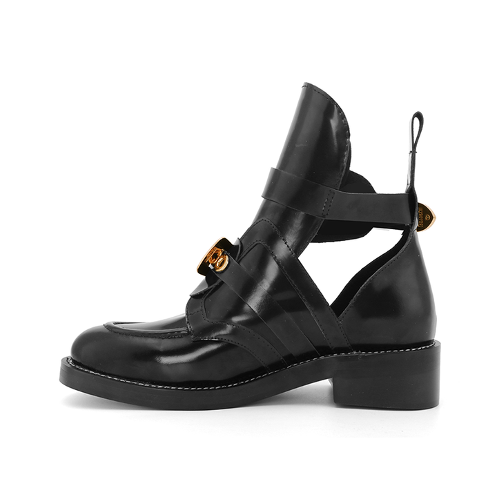 Exclusive - CRUSH Black Cutout Boots - Gold Buckles - ithelabel.com