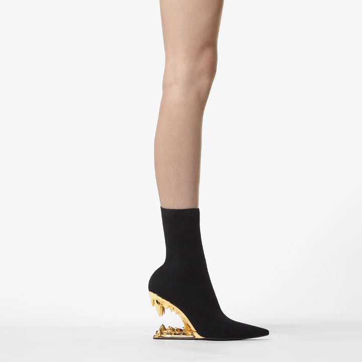 KULRE Sculptured Wedged Heel Ankle Boots