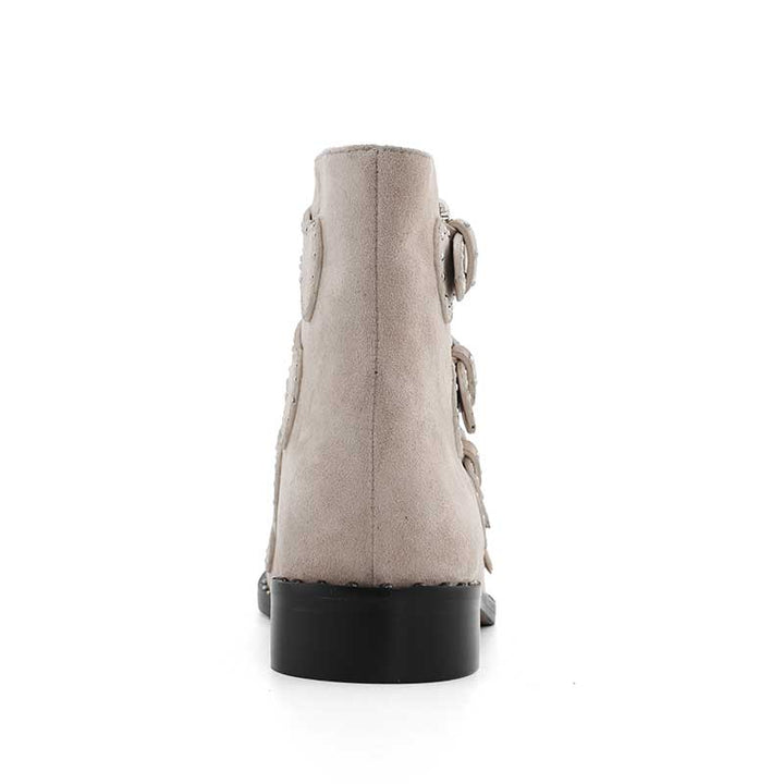 LEWIS Studded Buckled Biker Ankle Boots