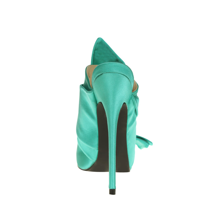 SHONA Knotted Stiletto Heel Satin Mules Sandals