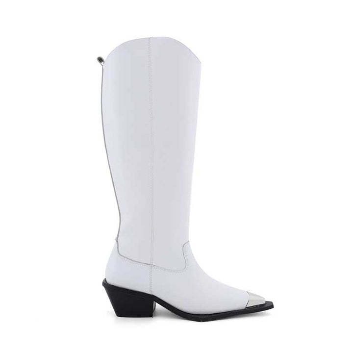 VAILL Metal Plated Knee High Western Cowboy Boots