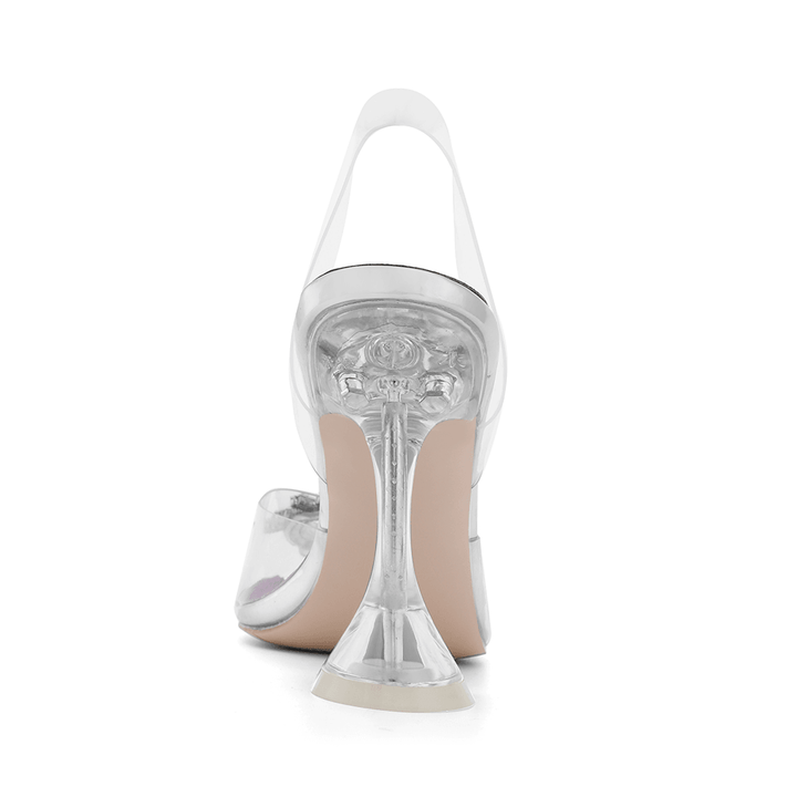 VATOE Diamante Transparent PVC High Heel Naked Sandals - 9cm - ithelabel.com