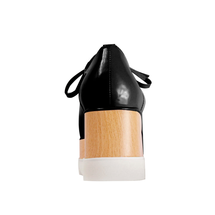 WEMER Lace Up Patent Leather Oxford Platform Sneakers - ithelabel.com