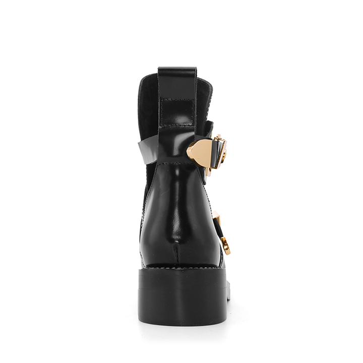 Exclusive - CRUSH Black Cutout Boots - Gold Buckles - ithelabel.com
