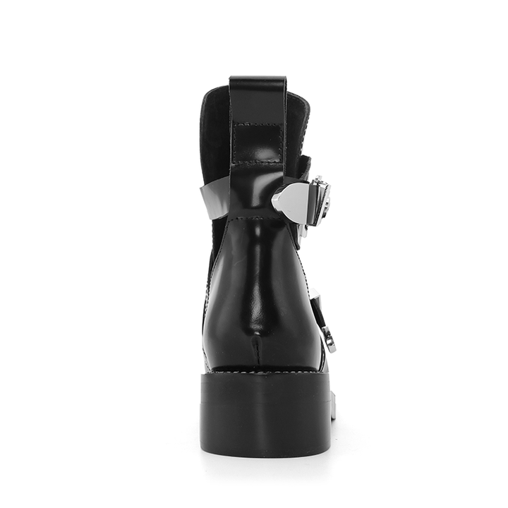 Exclusive - CRUSH Black Cutout Boots - Silver Buckles - ithelabel.com