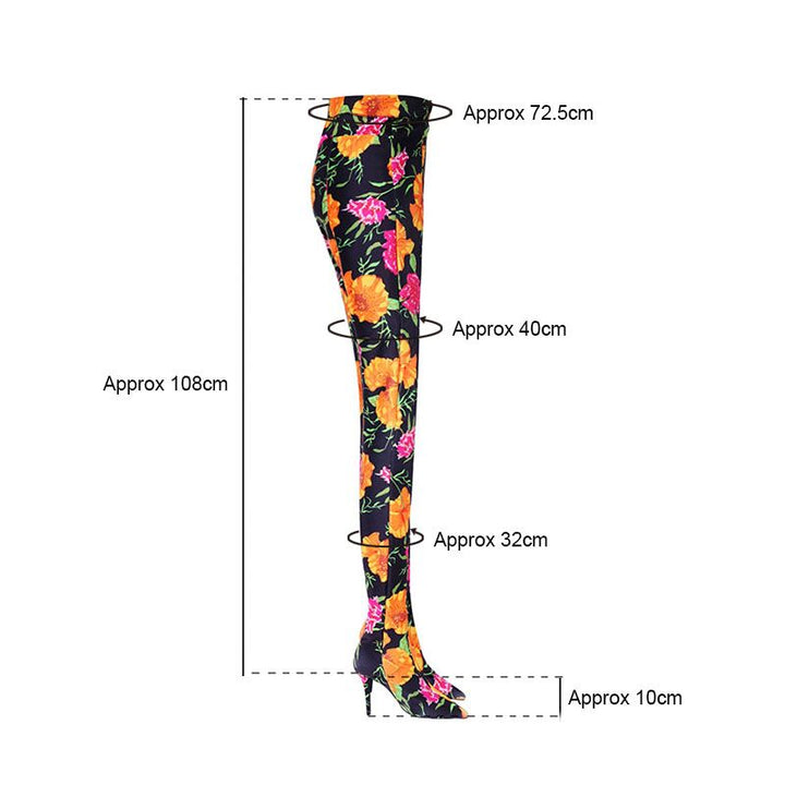 KEROL Printed Pointed Toe High Heel Boots