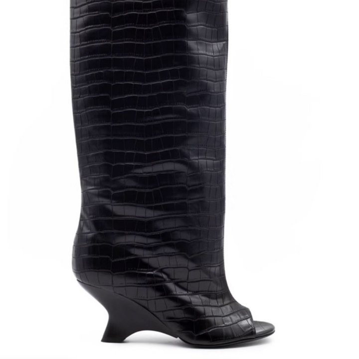 FLECI Sculptured Heel Knee High Boots - 6.5 CM