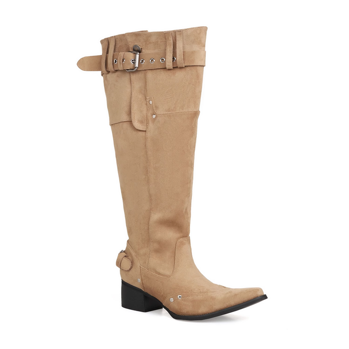 AVOCE Buckled Knee High Boots