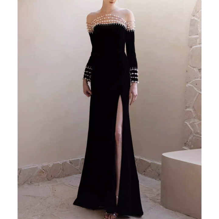 CHERO Diamante And Pearl Evening Dress Gown