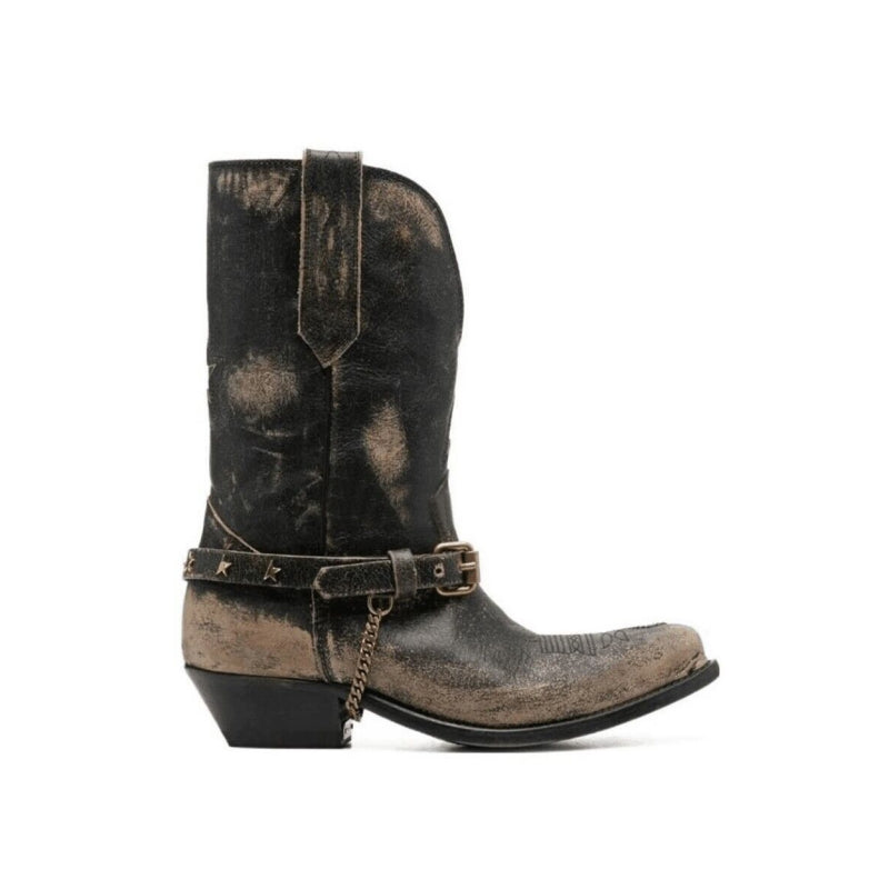 COROB Buckled Distressed Ankle Boots