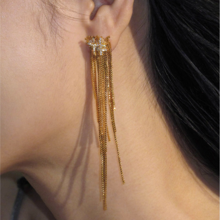 CULEV Diamante Fringed Earrings - Pair