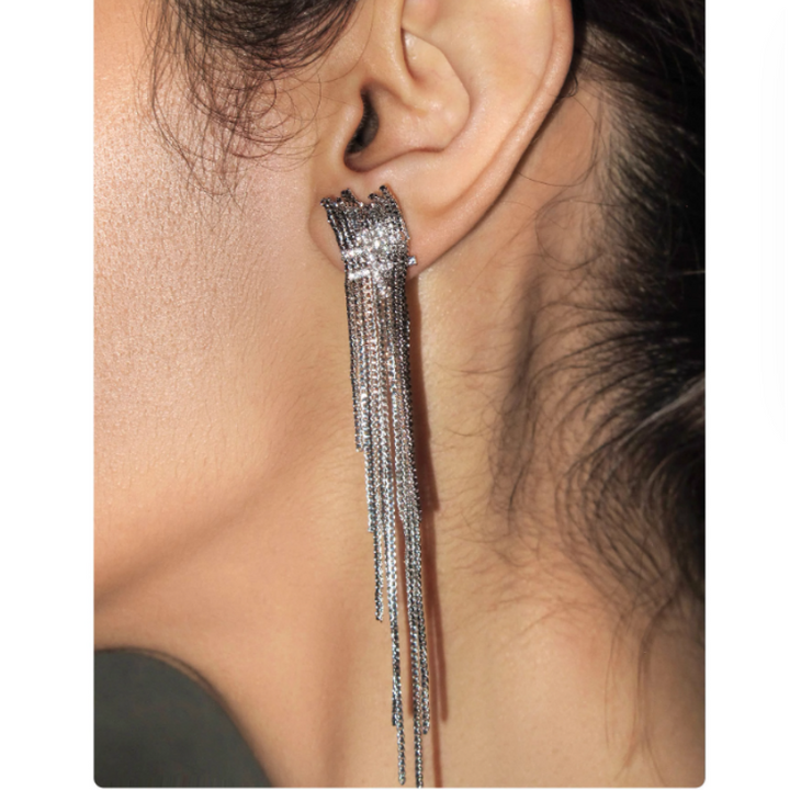 CULEV Diamante Fringed Earrings - Pair